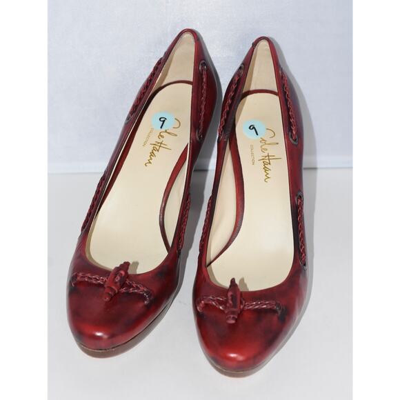 Cole Haan Red & Black Marble Leather Platform Block Heel Pump Size 9B - Picture 3 of 10